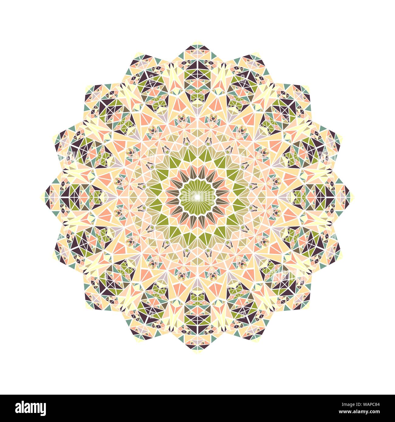 Résumé orné ornement triangulaire - mandala circulaire polygonal ronde élément du vecteur d'ornement à partir de triangles Illustration de Vecteur