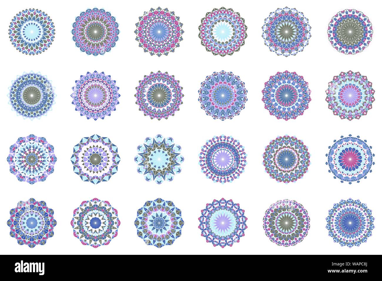 Mosaïque abstraite géométrique set - logo rond ornement circulaire polygonal design graphique de vecteur à partir de triangles Illustration de Vecteur