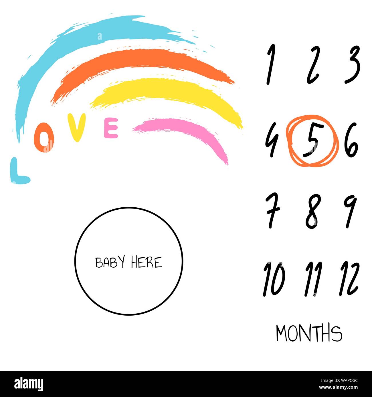 Couverture Bebe Milestone Fond Amour Carte Decoration Arc En Ciel Image Vectorielle Stock Alamy