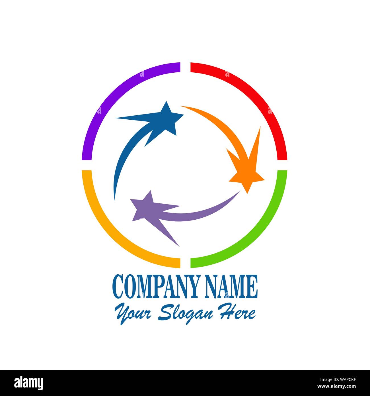 Cercle coloré design logo vector modèle avec des images star qui symbolisent la diversité et succès Illustration de Vecteur