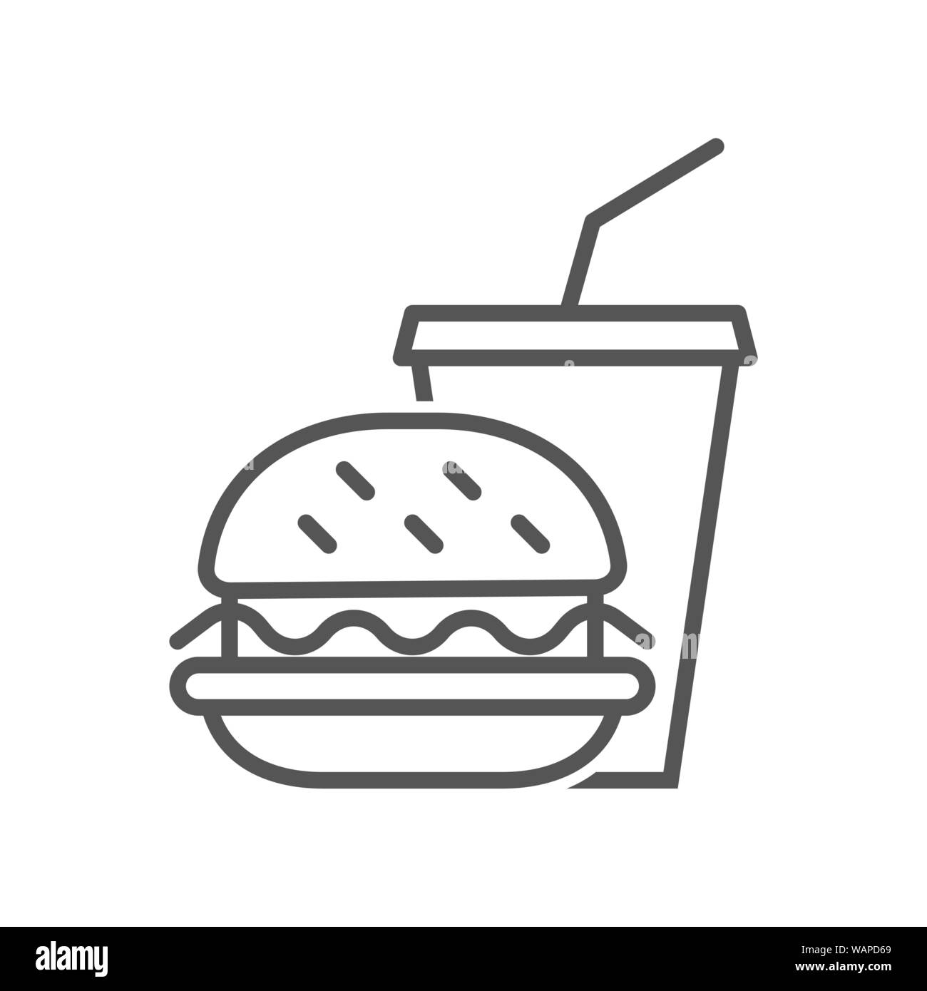 Hamburger et soda à emporter. Icône vecteur fast food. EPS 10. Illustration de Vecteur
