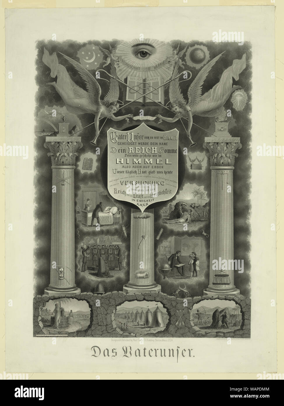 Das / vaternuser gravés sur acier par Watts, plaque en acier-graveur. Banque D'Images