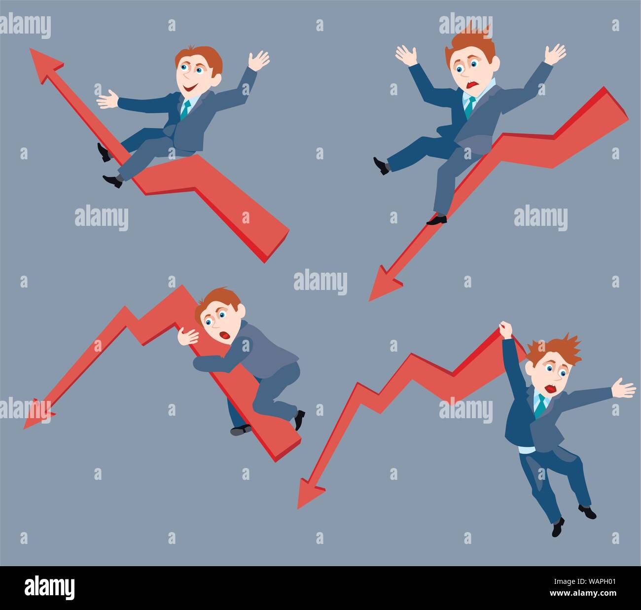 Businessman exprime différentes émotions dans différentes situations Illustration de Vecteur