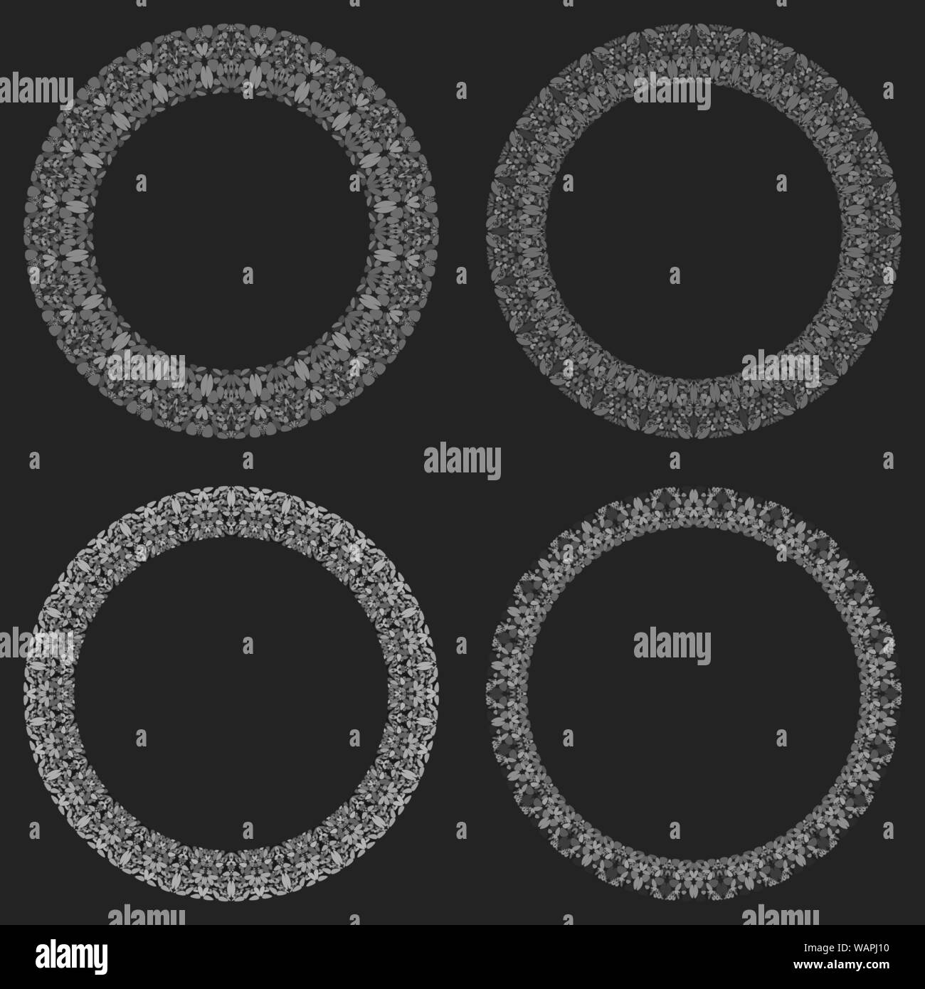 Ensemble de 4 frontières ronde mosaïque en gravier - vector design elements Illustration de Vecteur