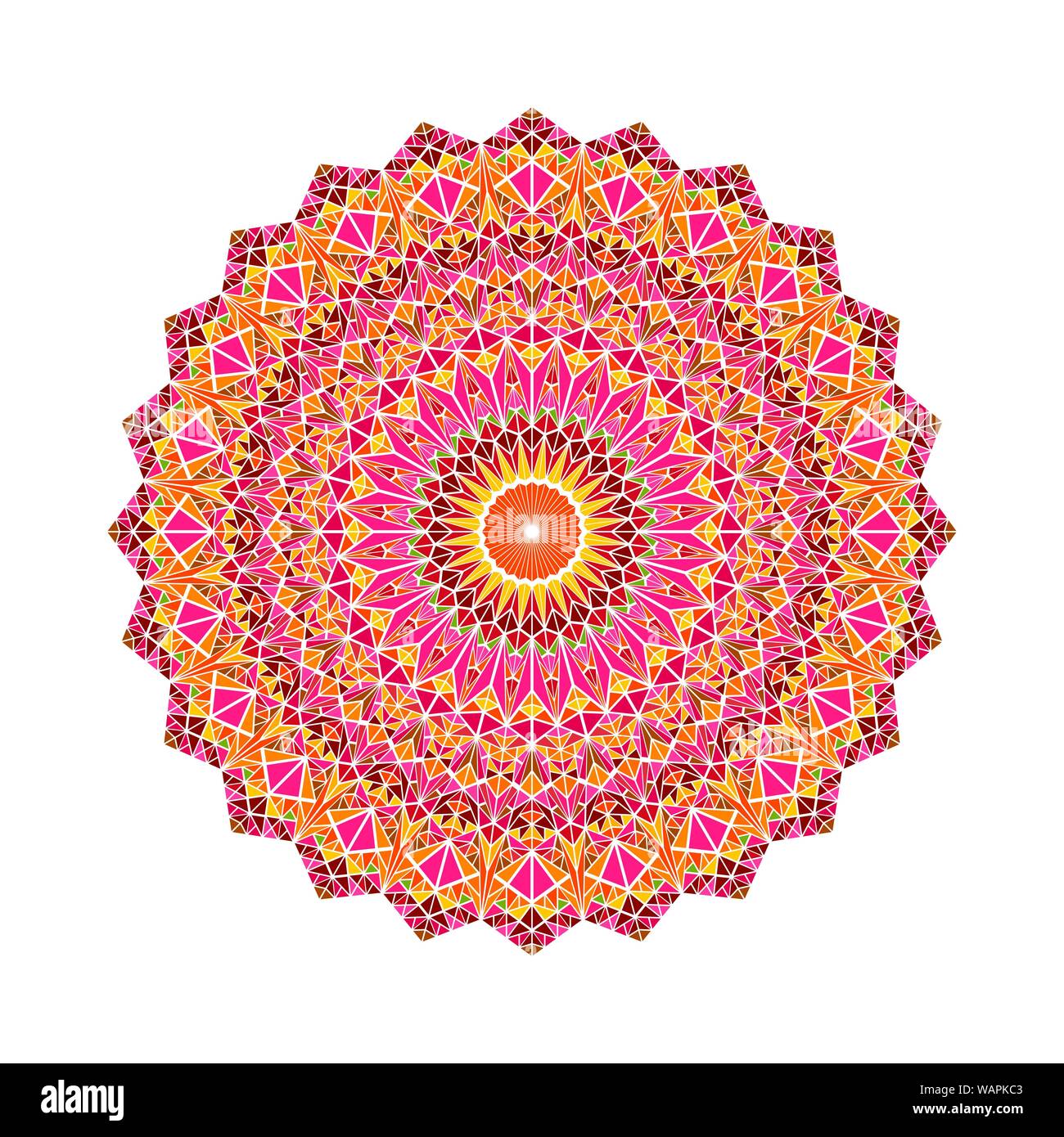 Triangle géométrique colorée ornée mandala mosaic - polygonal ronde circulaire résumé vecteur graphique sur fond blanc Illustration de Vecteur