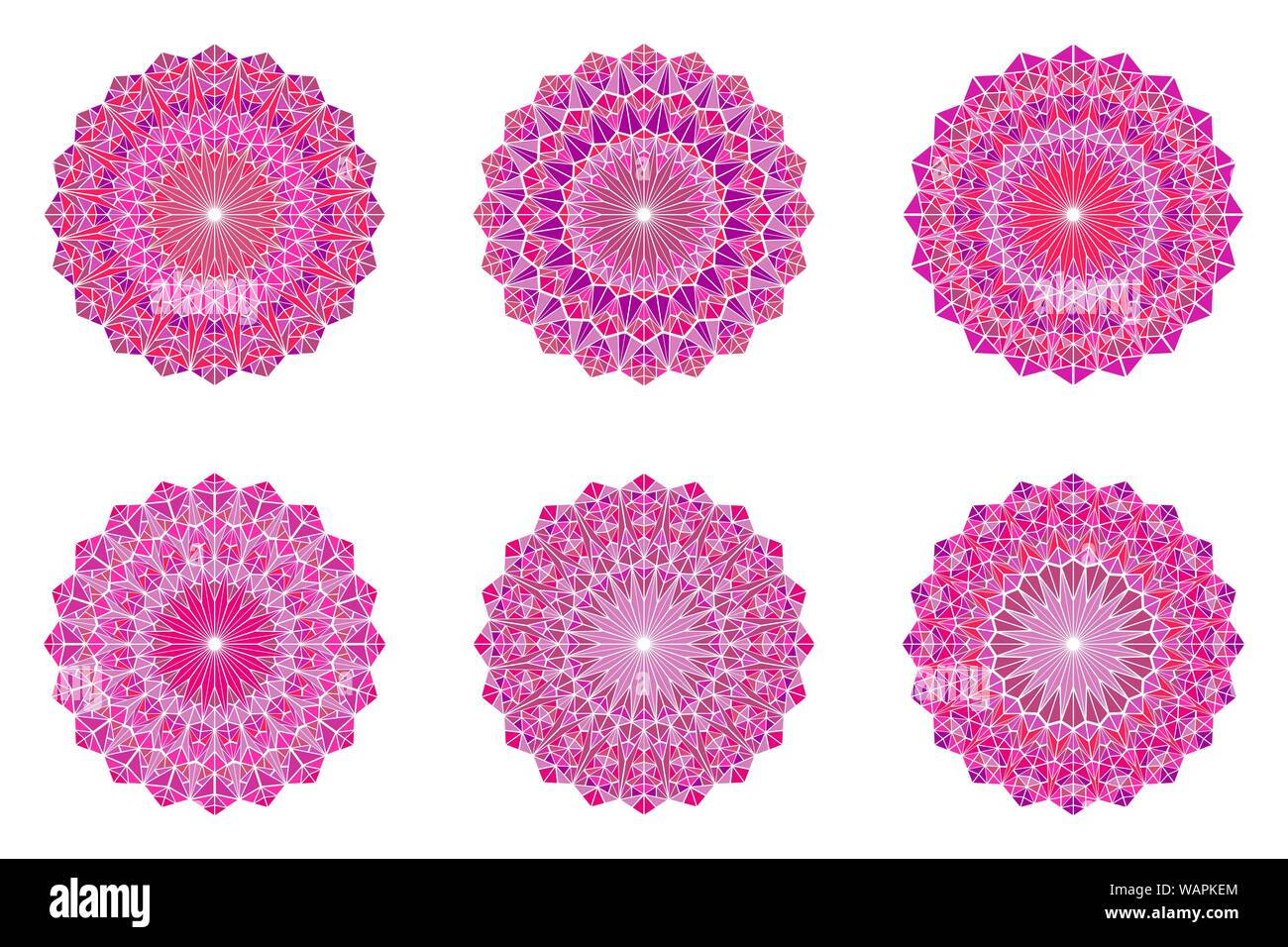 Ornée de mosaïque colorée géométrique triangle mandala set - série résumé vecteur conception graphique ornemental polygonale Illustration de Vecteur