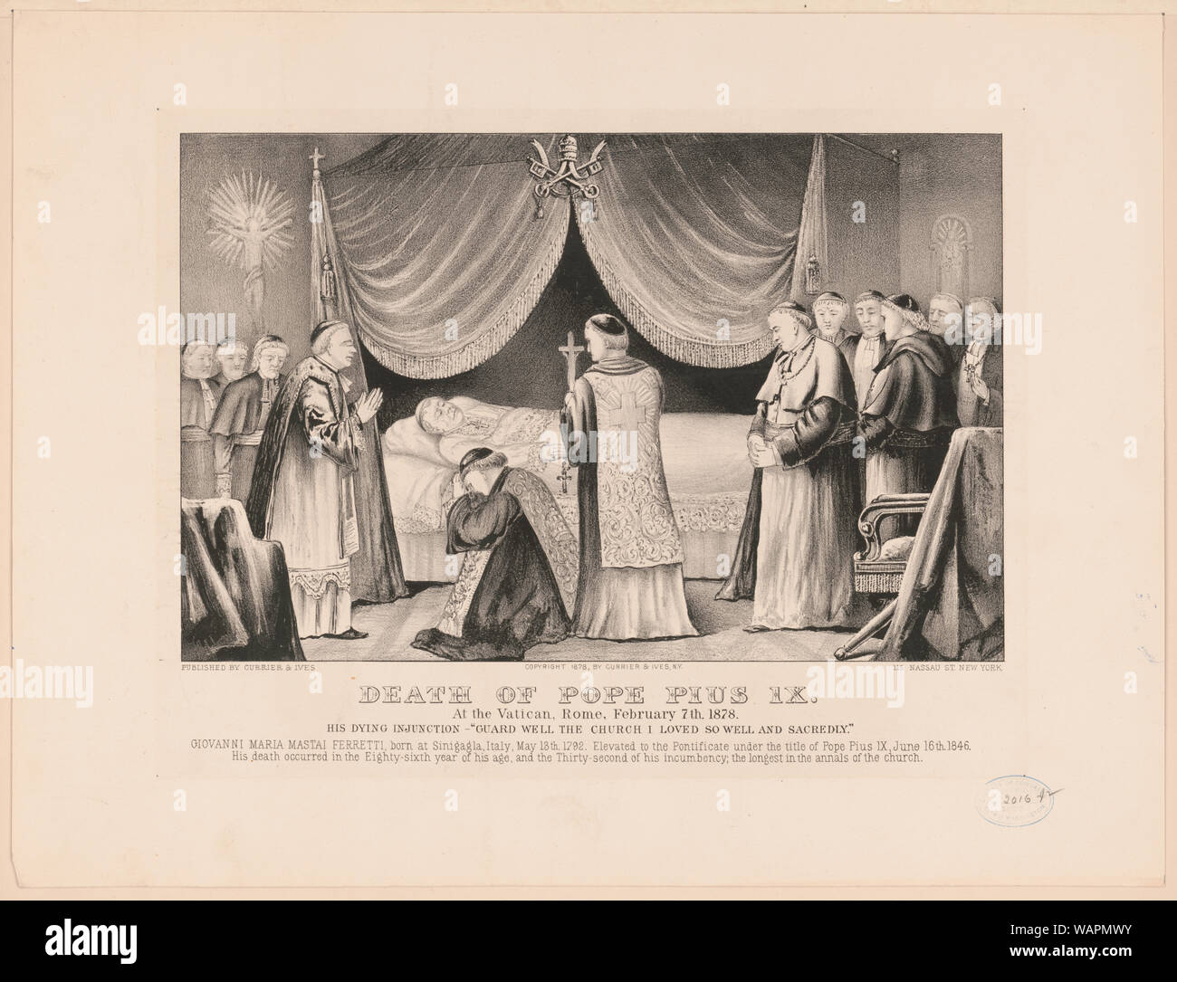 Mort du Pape Pie IX : au Vatican, Rome, 7 février 1878 Banque D'Images