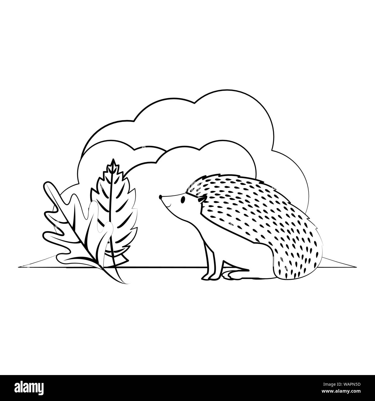 Les animaux sauvages et les éléments de l'action de grâces et de saison d'automne en noir et blanc Illustration de Vecteur