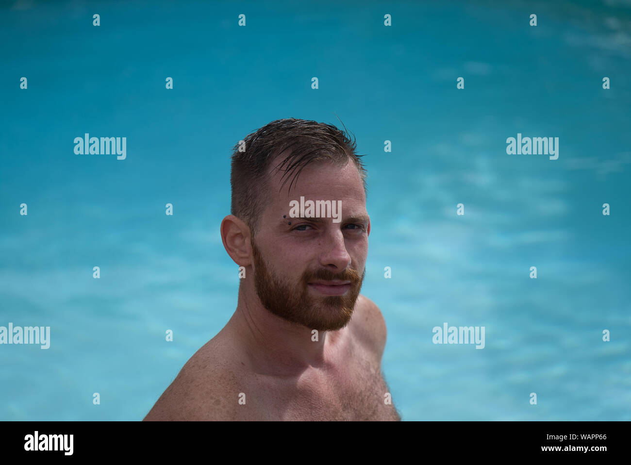 Une barbe rouge jeune modèle masculin portrait Banque D'Images