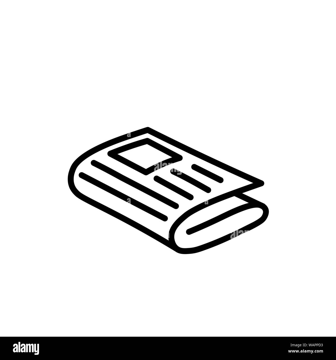 L'icône de la ligne du journal télévision dans le style. Symbole des médias isolé sur fond blanc. Actualités concept. Appuyez sur vecteur icône. Journal simple icône abstrait en noir Illustration de Vecteur