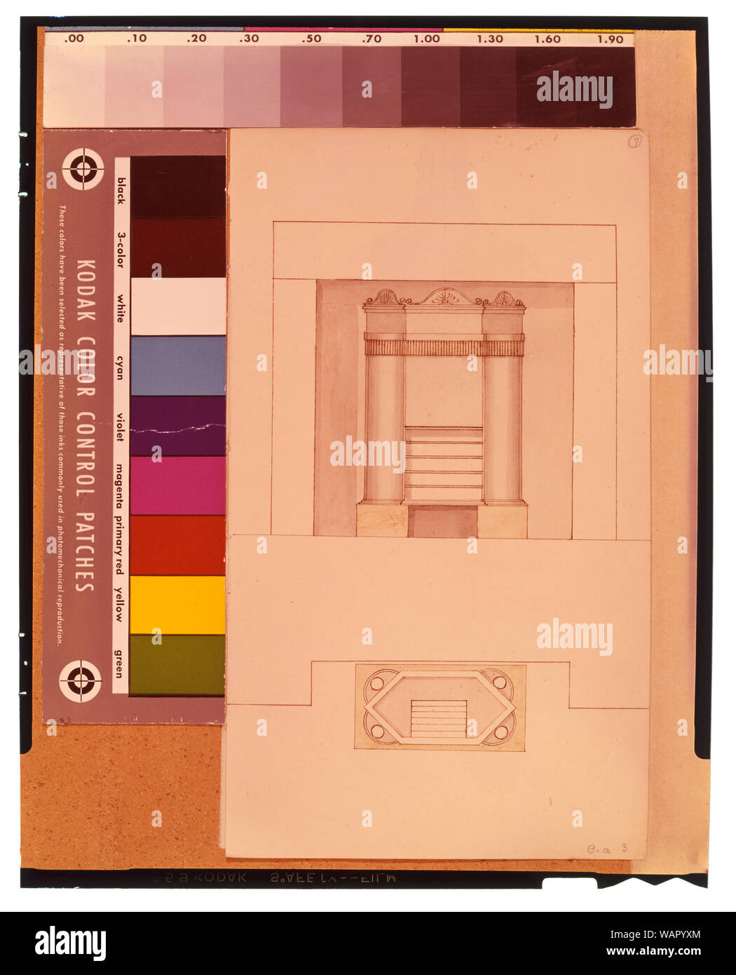 Dessin de conception pour une cheminée cuisinière. L'avant et par le haut Banque D'Images