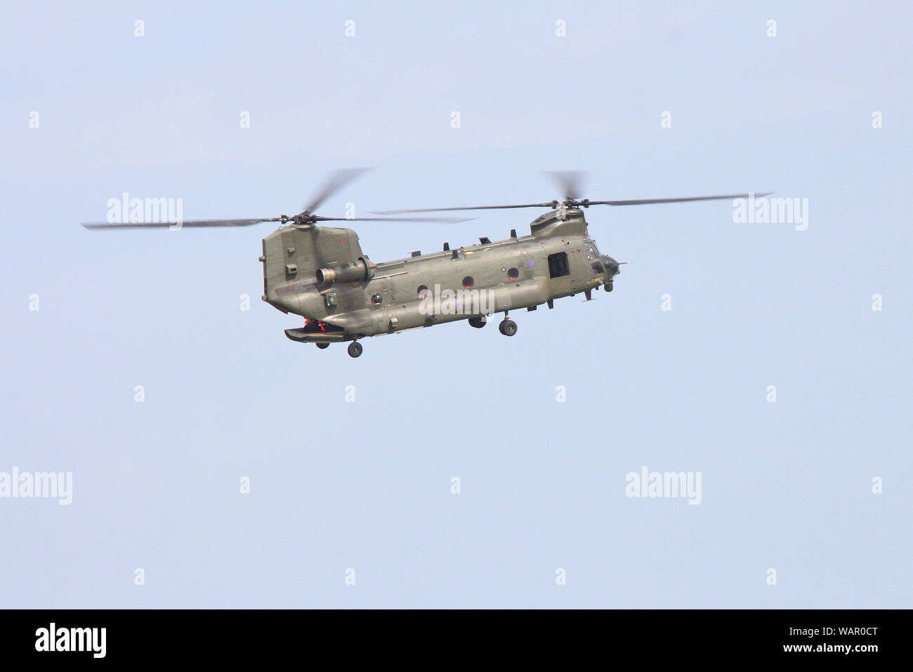La R.A.F. L'équipe de démonstration de la Chinook divertit les spectateurs d'aéronefs à Eastbourne's International Airshow en août 2019. Banque D'Images