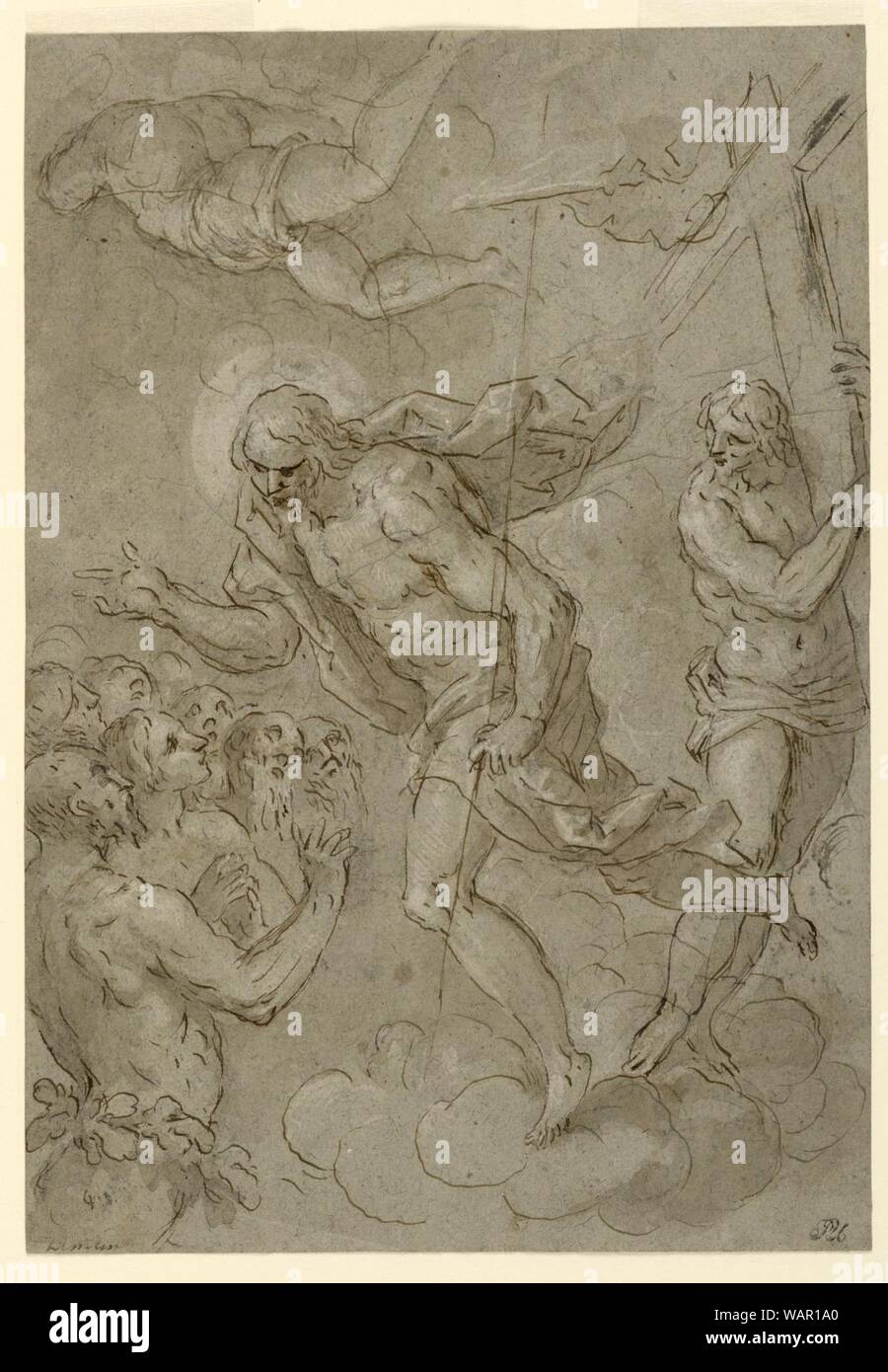 Dessin, le Christ dans les limbes, 1625-1628 Banque D'Images