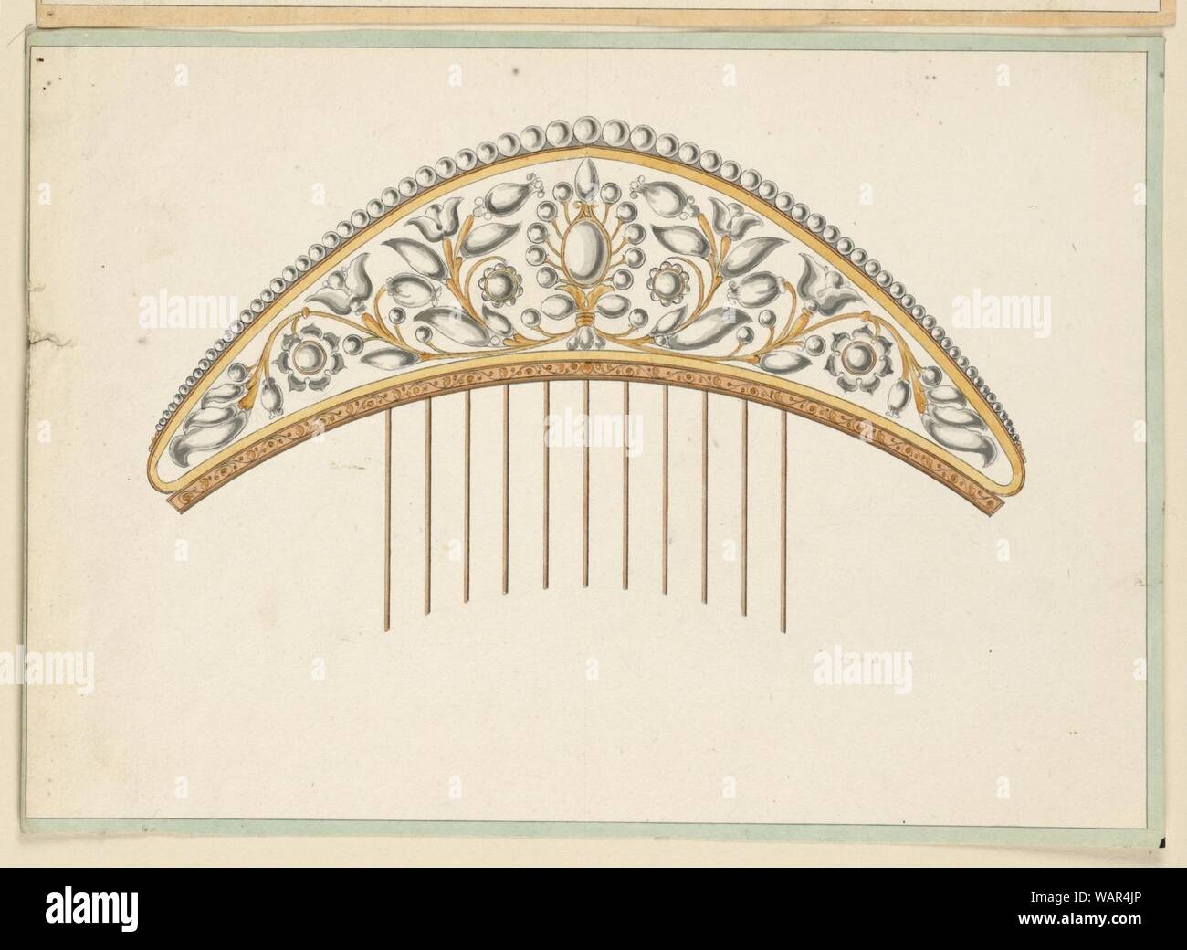 Dessin, conception d'un peigne, 1830-40 Banque D'Images