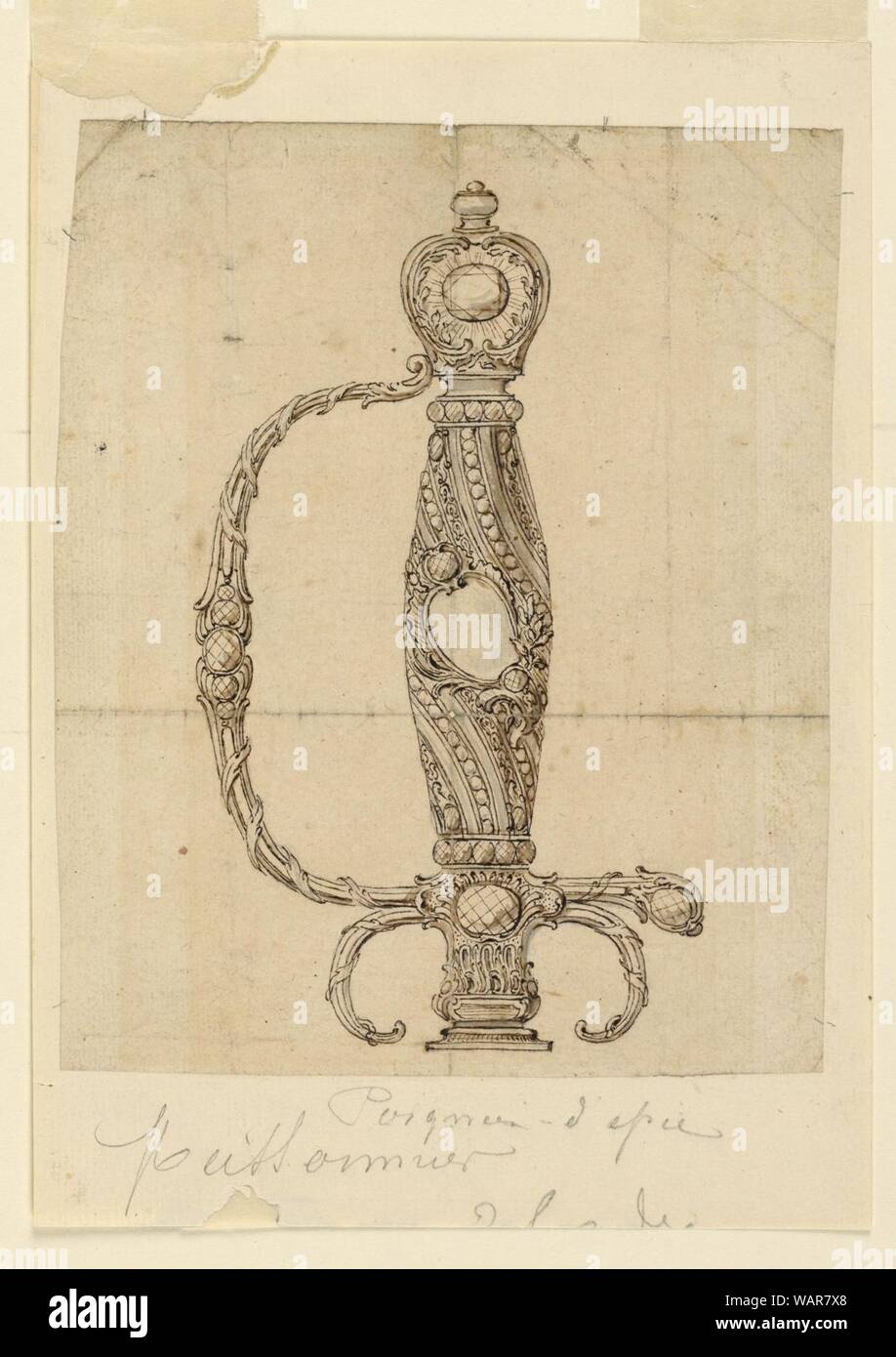 Dessin, Conception pour une épée, ca. 1750 Banque D'Images