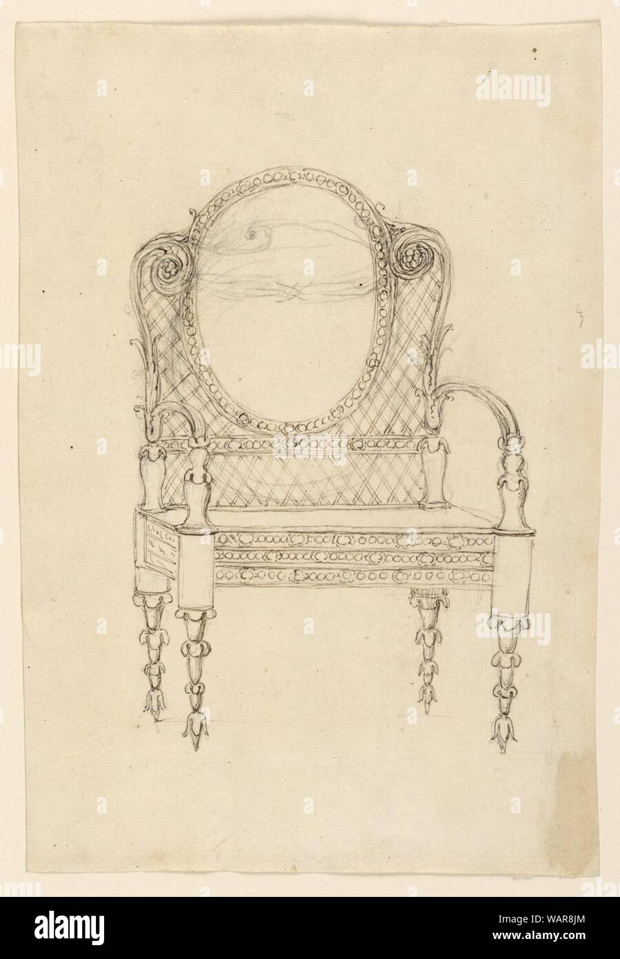 Dessin, Conception pour un fauteuil, 1830-40 Banque D'Images