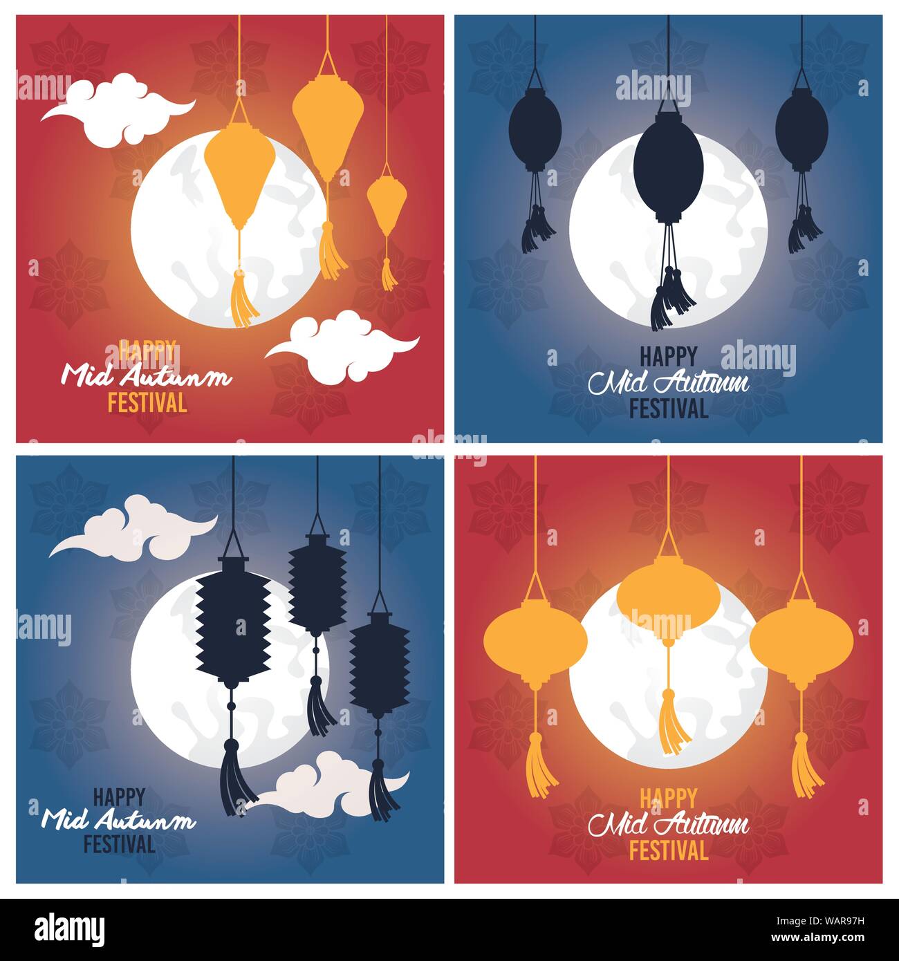 Mi-automne cartes festival heureux Illustration de Vecteur