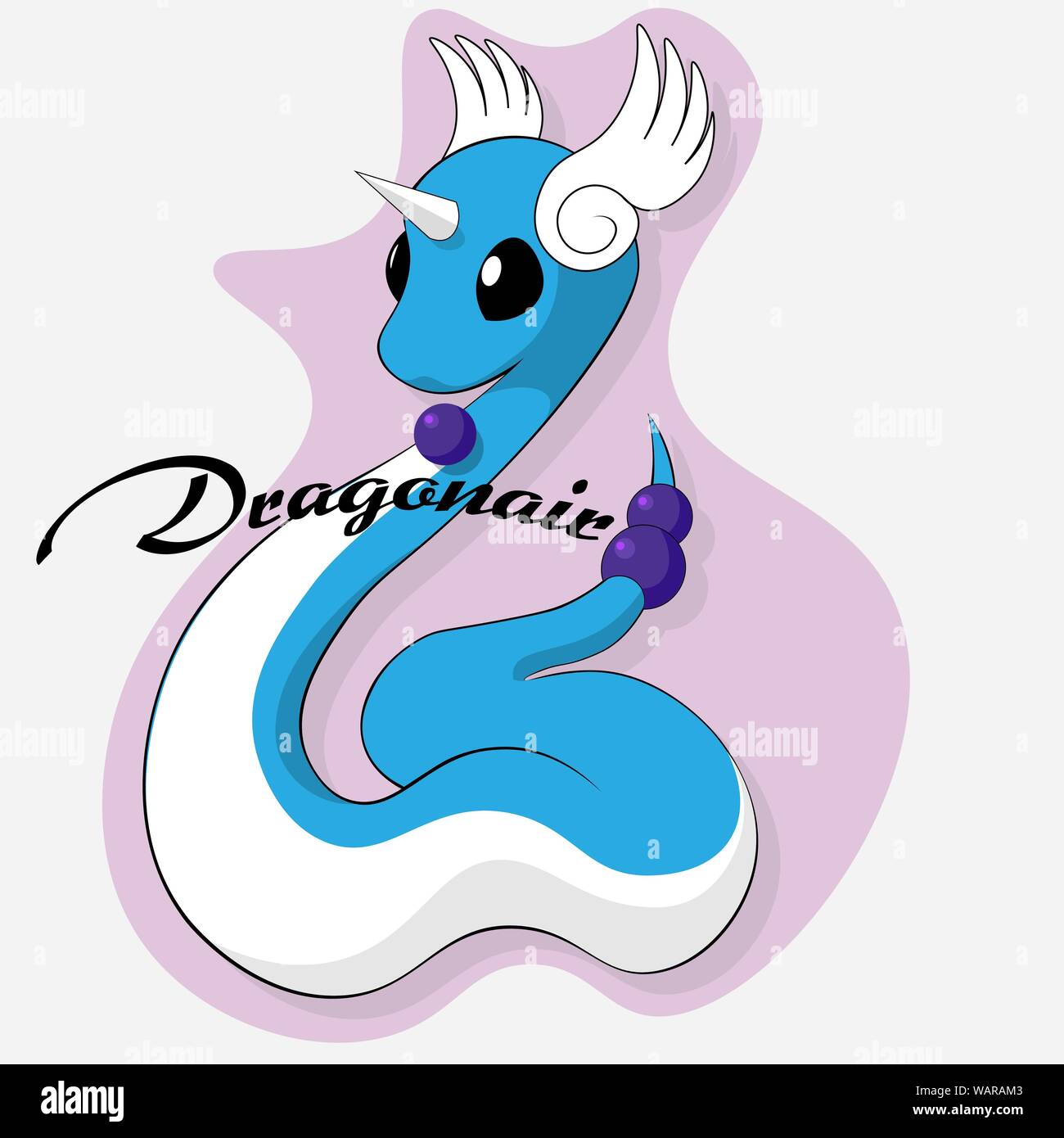 Pokemon art design pour dragonair logo t-shirts ou d'autocollants Illustration de Vecteur