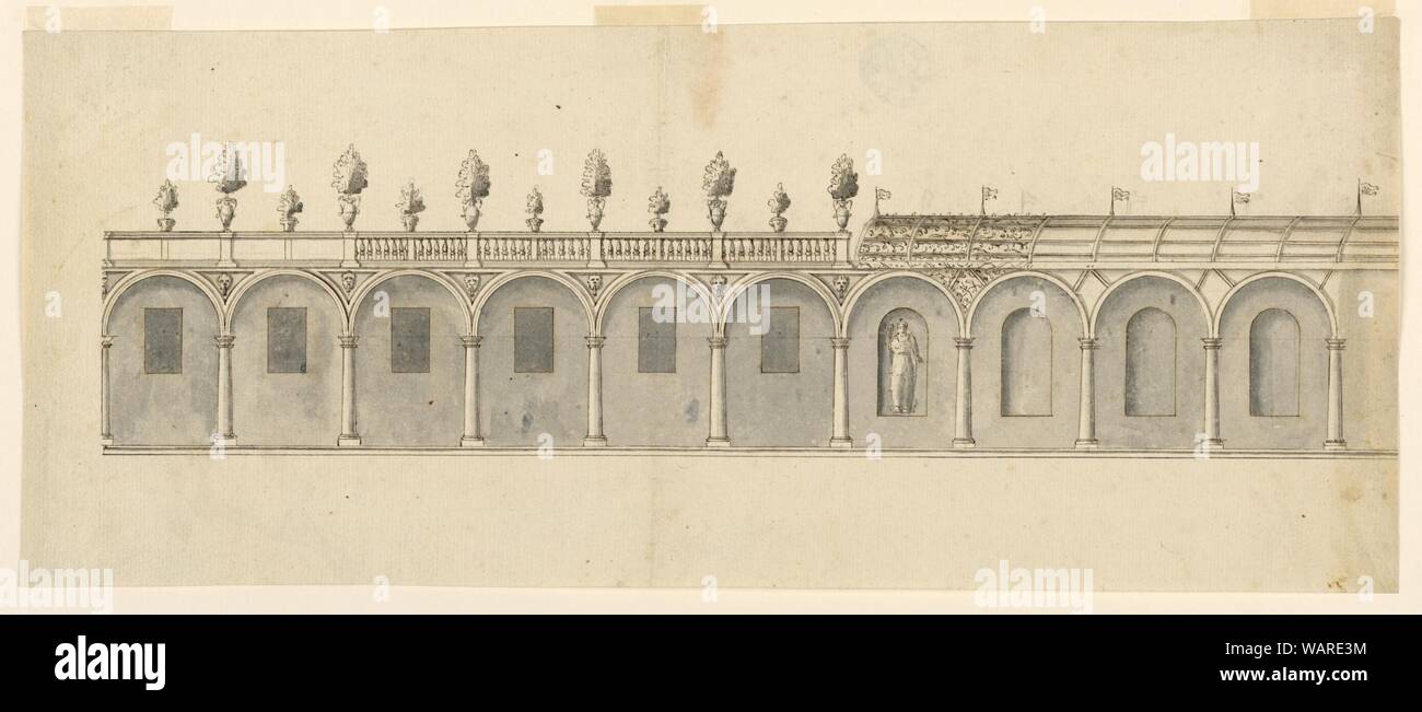 Le dessin, d'une colonnade d'élévation dans un jardin, 1750-1999 Banque D'Images