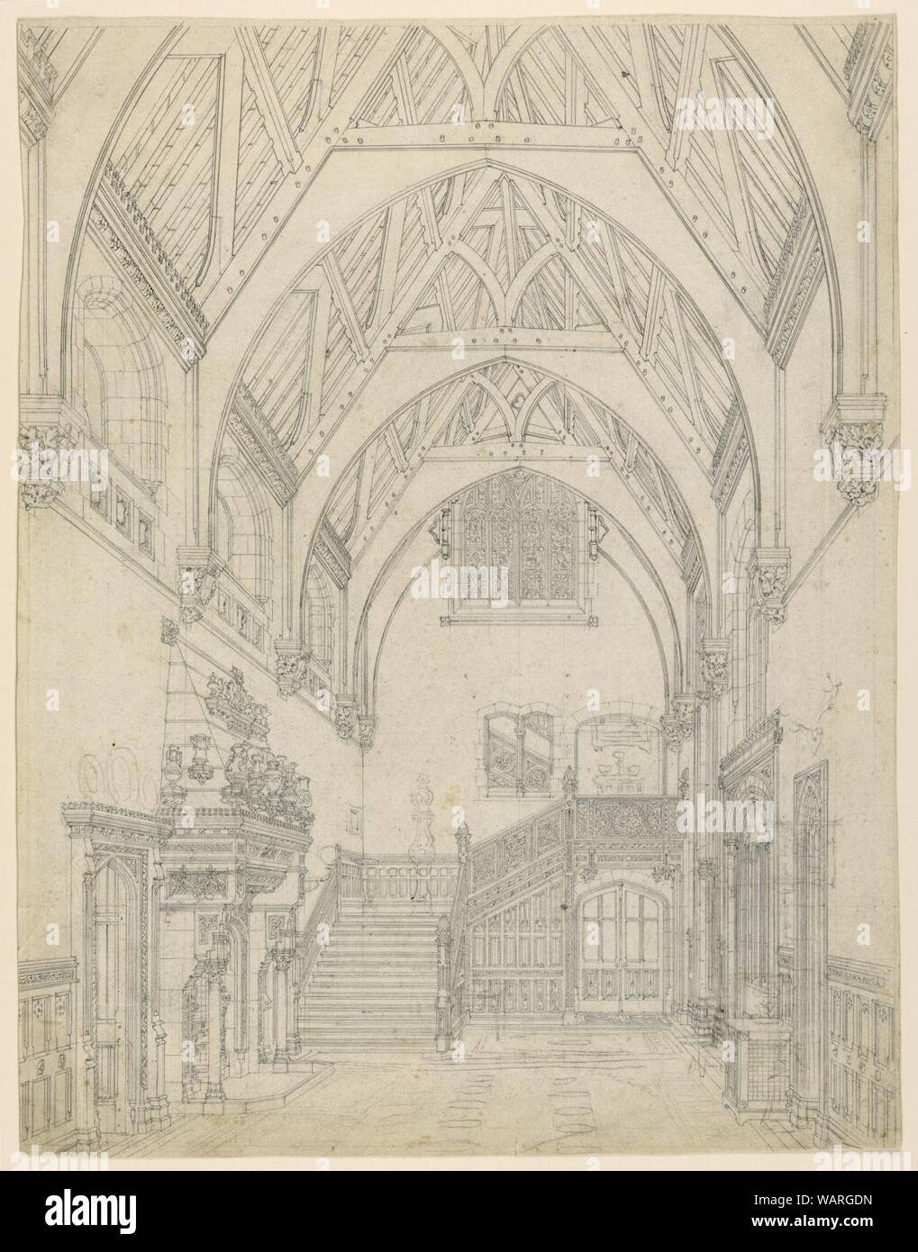 Le dessin, la maison gothique- Hall d'entrée, 1835-40 Banque D'Images