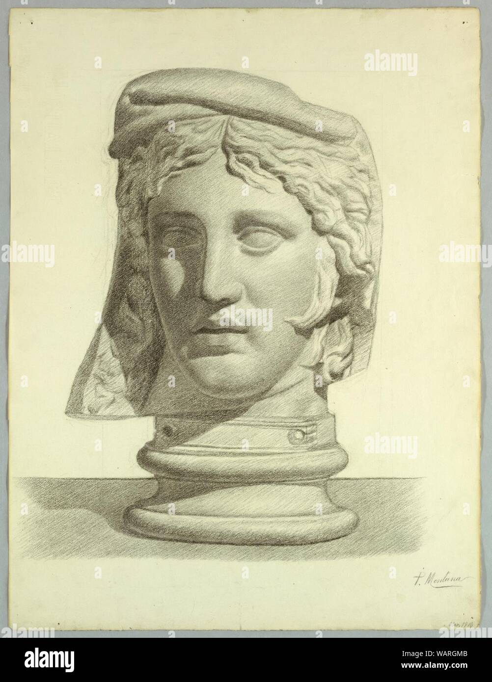 Dessin, chef d'une matrone romaine (rendu à partir d'un plâtre), mars 1910 Banque D'Images