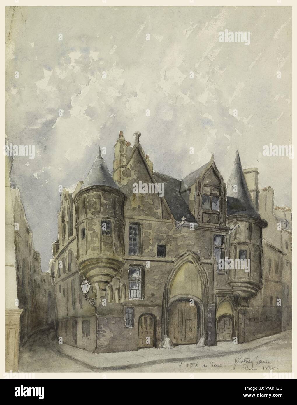 Le dessin, l'hôtel de Sens, Paris, 1888 Banque D'Images