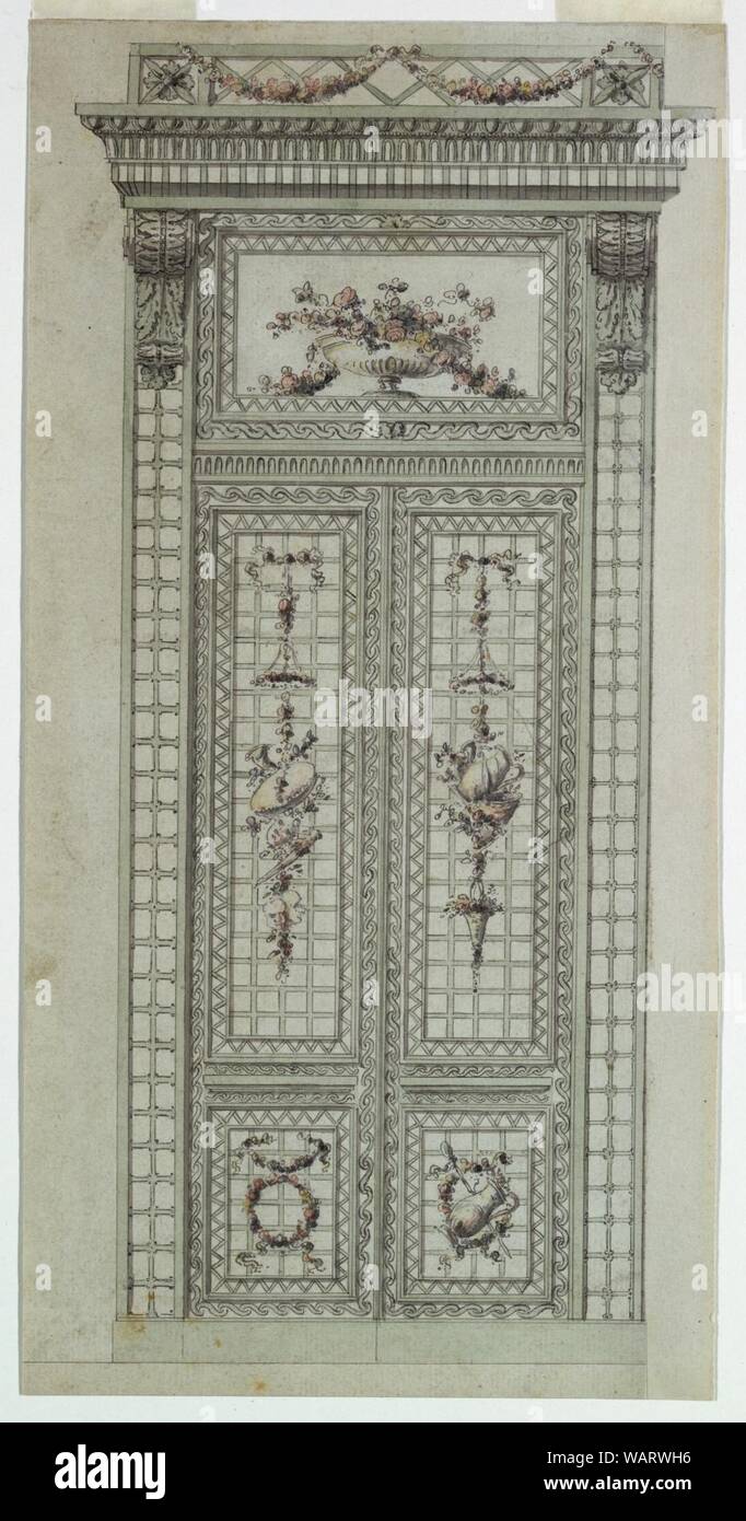 Dessin, projet pour un châssis métallique et de couleur portes pliantes, ca. 1785 Banque D'Images