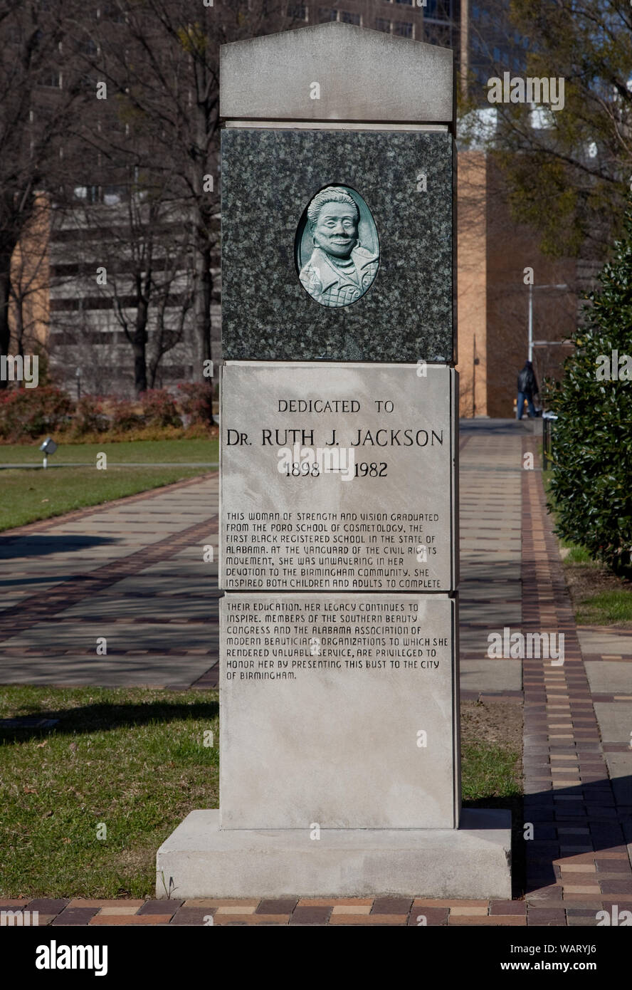 Le Dr Ruth J. Jackson Memorial, Kelly Ingram Park, Birmingham, Alabama Banque D'Images