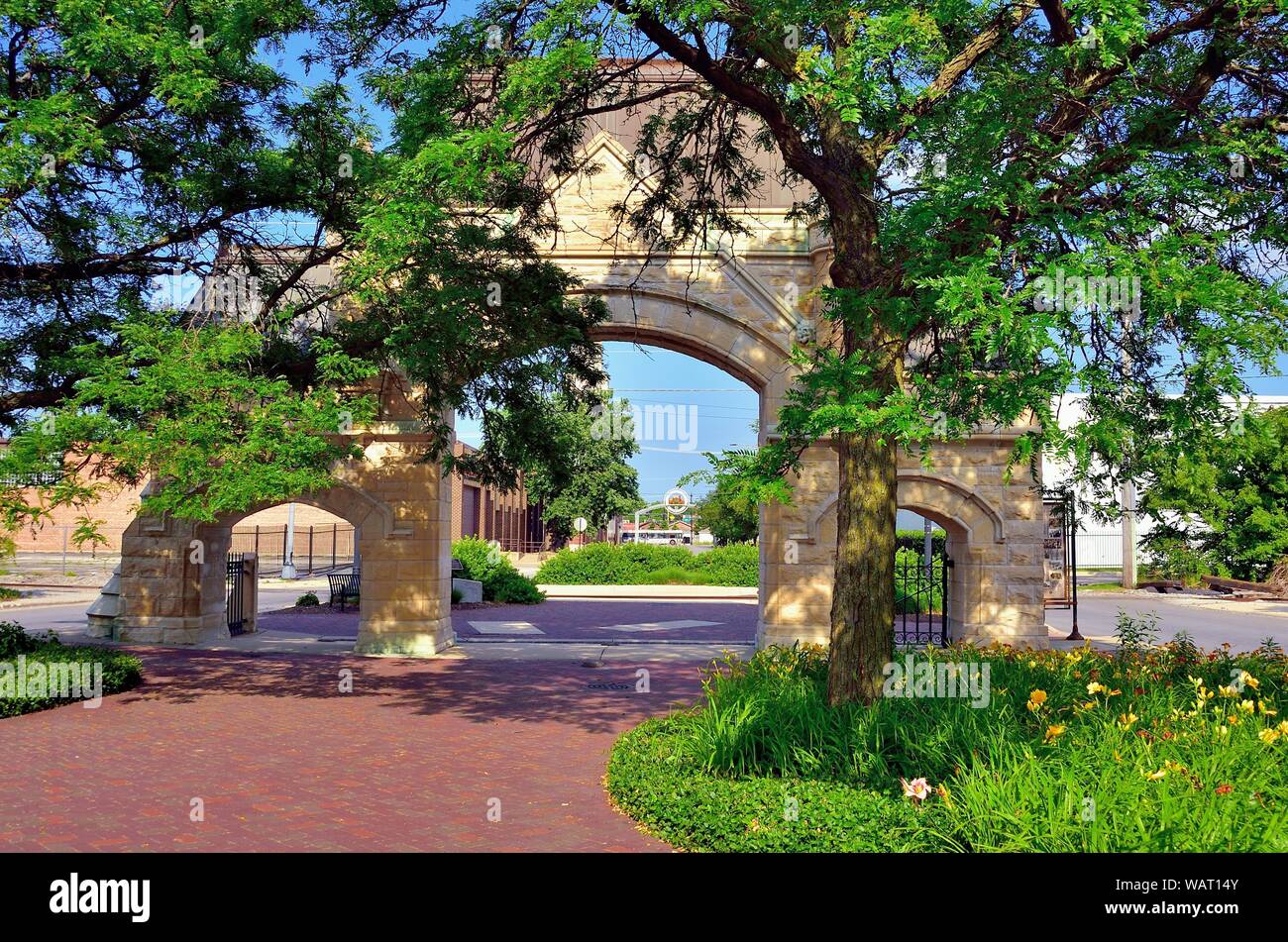 Chicago, Illinois, USA. L'Union Stockyards gate se trouve à l'intersection de l'Avenue d'échange à Peoria Street sur le côté sud de Chicago. La porte était Banque D'Images
