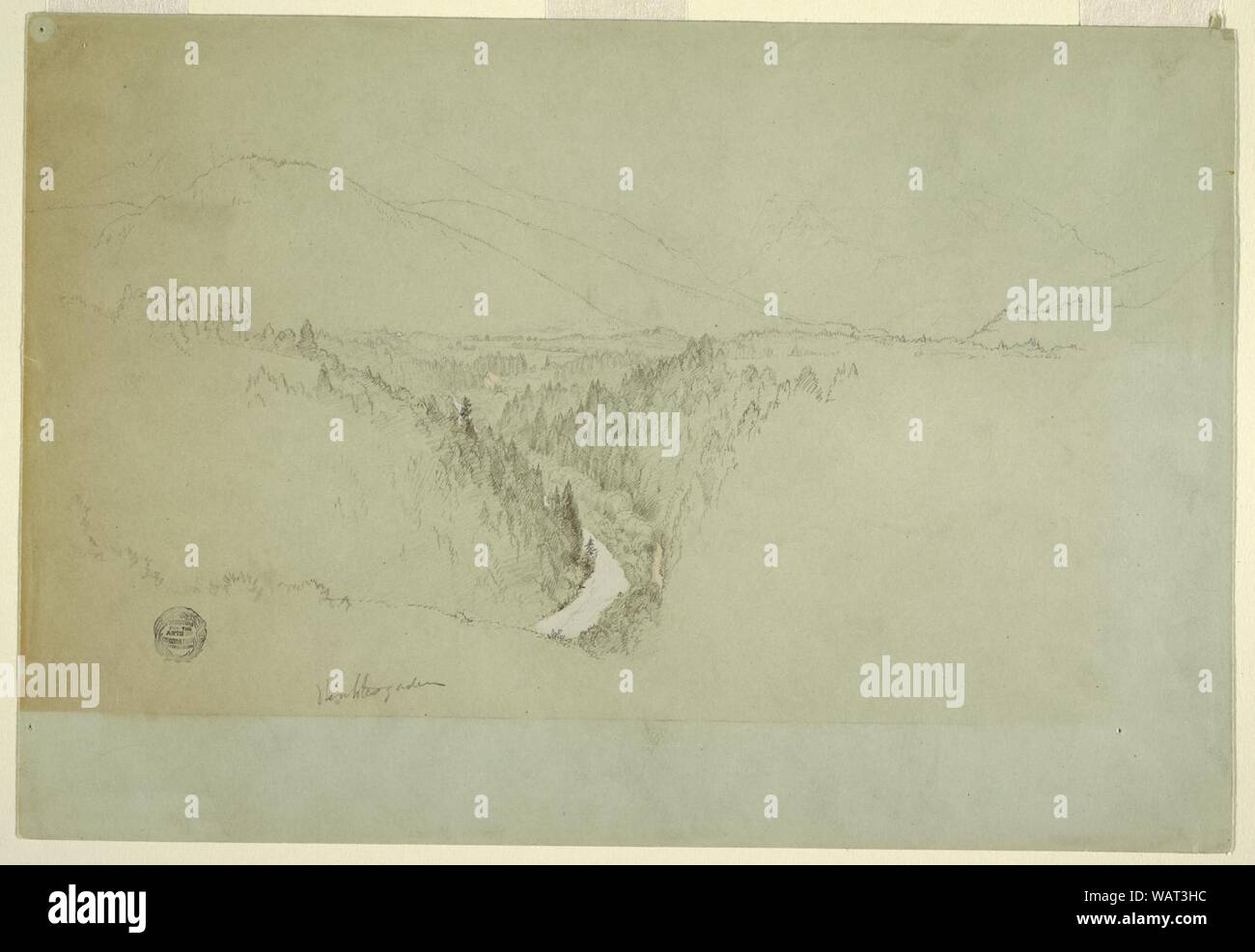 Dessin, Sommet de l'Watzman, Berchtesgaden, en Bavière, 1868 Banque D'Images