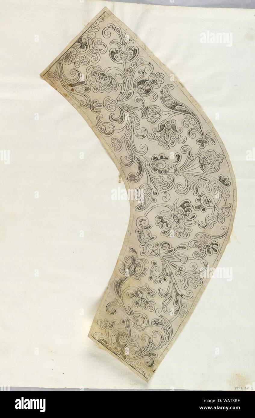 Dessin, soutien à la fabrication d'un collier dentelle Aiguille de femme, ca. 1660 Banque D'Images