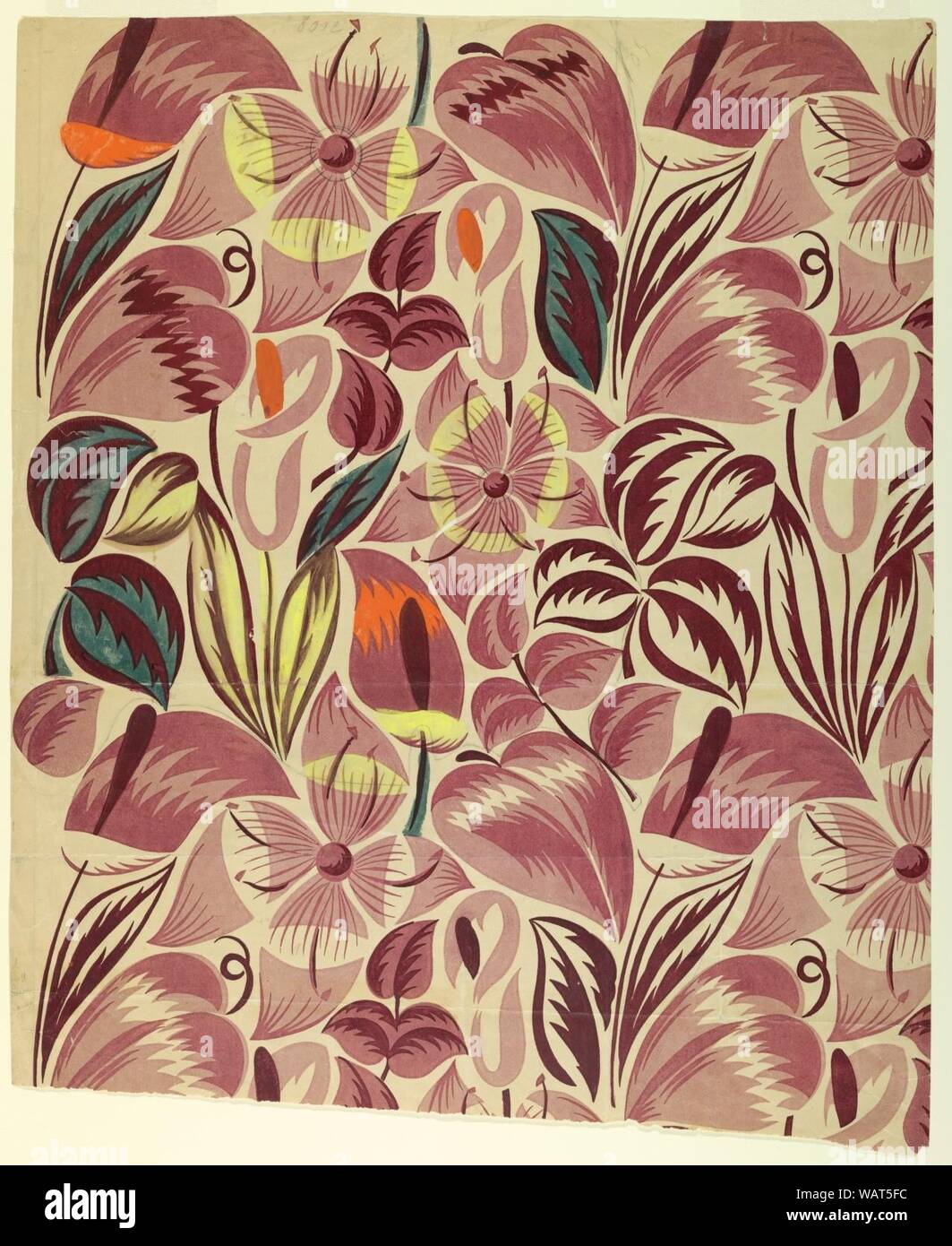 Dessin, dessin textile- fleurs tropicales, 1912-13 Banque D'Images