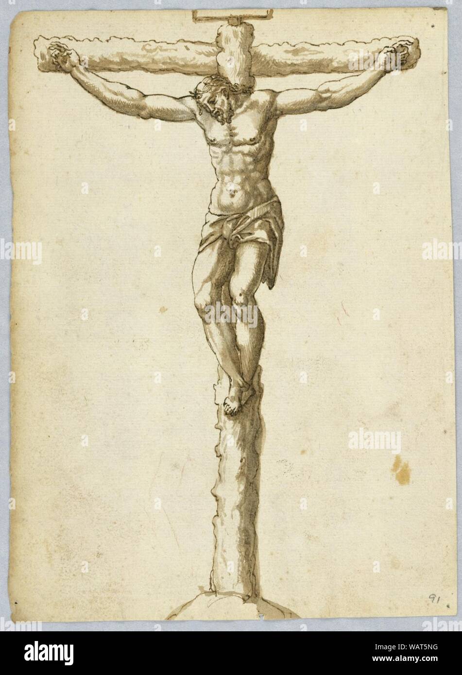 Dessin, la Crucifixion, fin 16ème-début du 17e siècle Banque D'Images