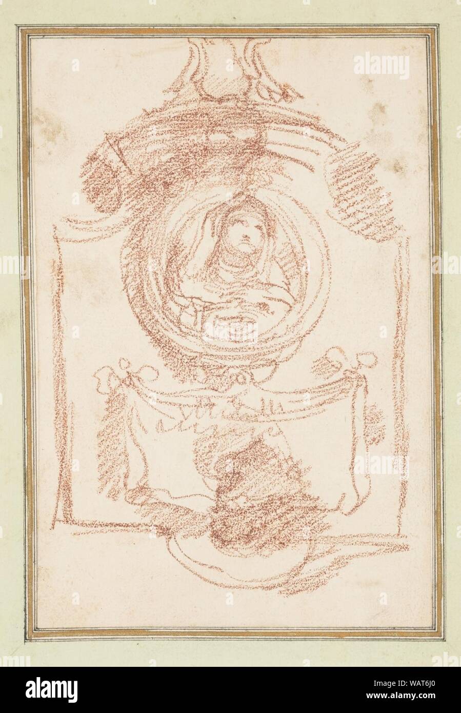 Dessin, Tombe décoration avec portrait, ca. 1759-70 Banque D'Images