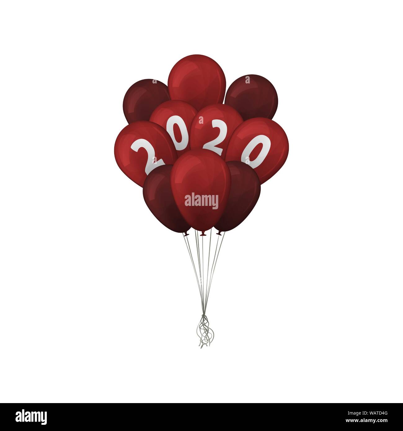 Bonne année 2020. Red bouquet de ballons. Vector illustration. Illustration de Vecteur