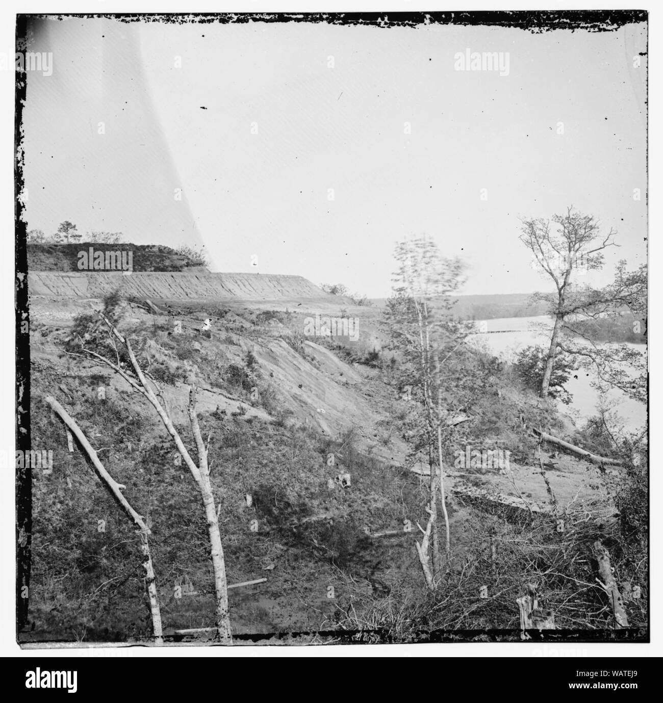 Drewry's Bluff, en Virginie. Vue extérieure de Confederate Fort Darling et obstructions dans James Banque D'Images