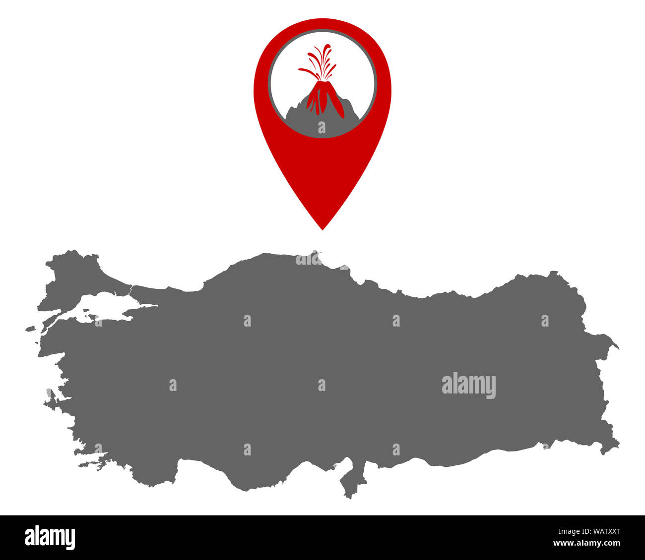 Carte de la Turquie avec l'indice de volcan Banque D'Images