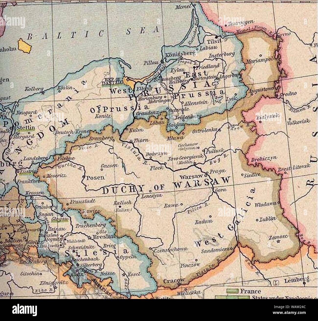 Duché de Varsovie et République de Danzig. Banque D'Images