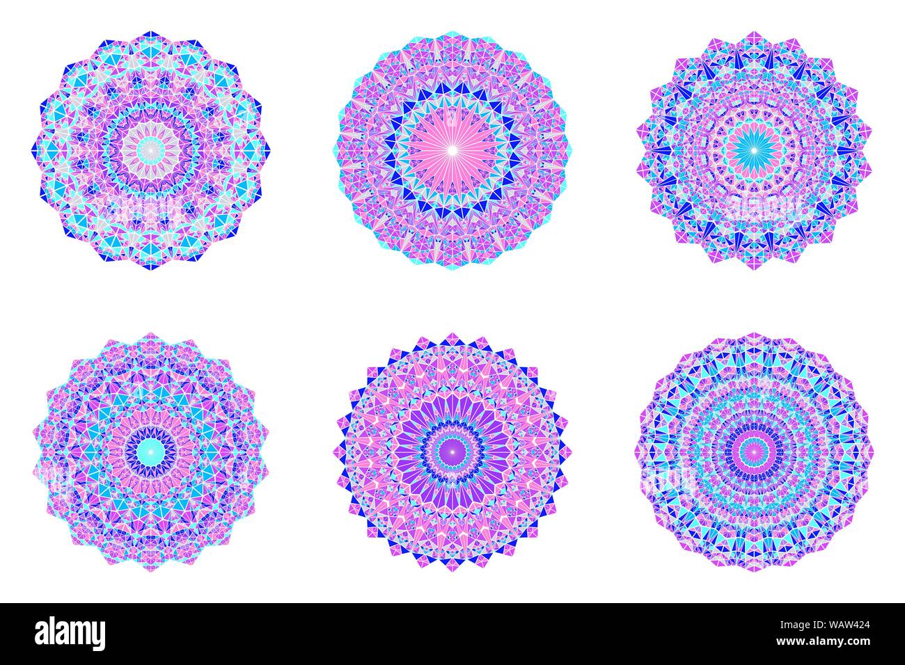 Abstrait géométrique triangle mosaïque mandala ornement ornement polygonale set - illustrations vectorielles à partir de triangles Illustration de Vecteur