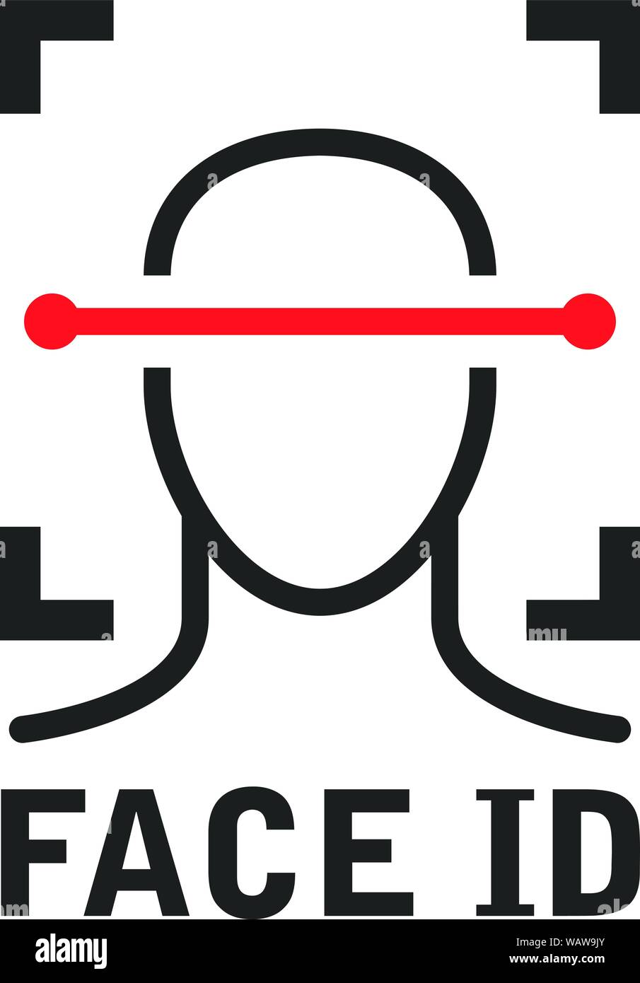 Face à l'icône id - reconnaissance du système d'analyse d'identification de visage, processus de numérisation Illustration de Vecteur