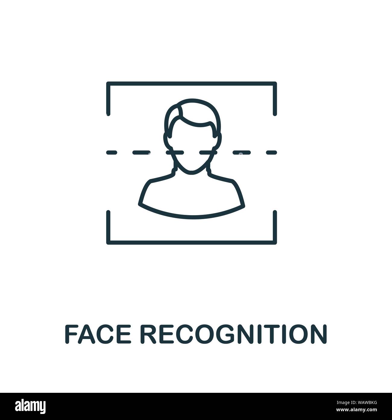 L'icône de la ligne fine de la reconnaissance des visages. Creative Design simple de la collection d'icônes. L'icône Contour du visage pour la conception web et des applications mobiles Illustration de Vecteur