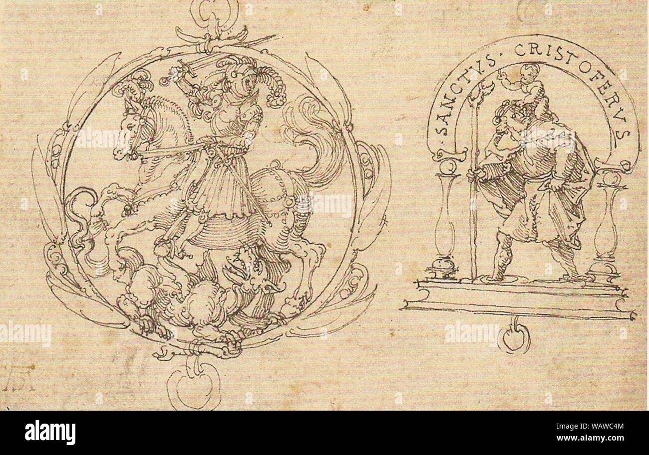 Dürer, Albrecht - Saint George et Saint Christophe - Hamburger Kunsthalle. Banque D'Images