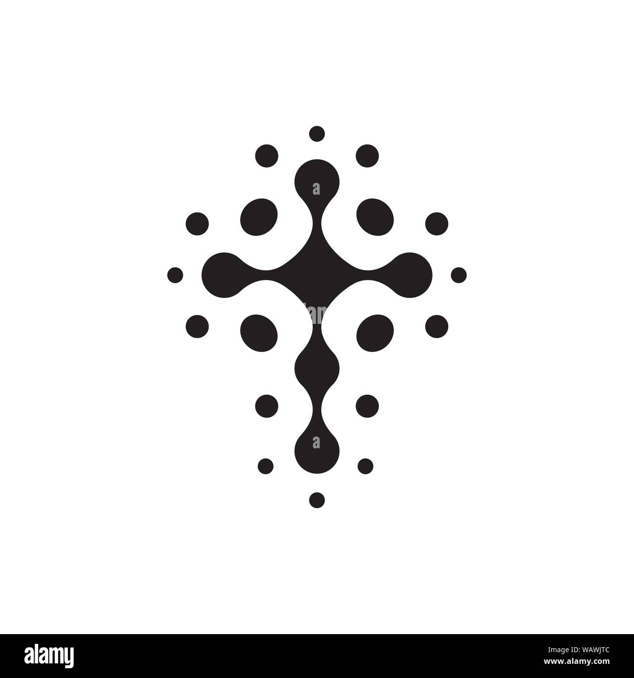 Symbole chrétien, noir points de connexion icône. Logo de l'église modèle. Vector illustration isolé. Illustration de Vecteur