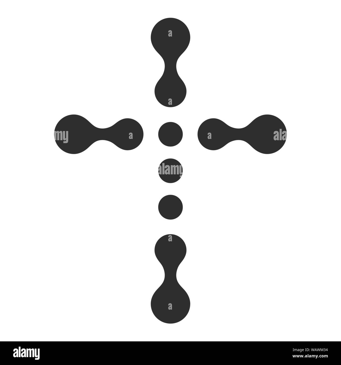 Symbole chrétien, points de connexion noire croix. Logo de l'église modèle. Vector illustration isolé. Illustration de Vecteur