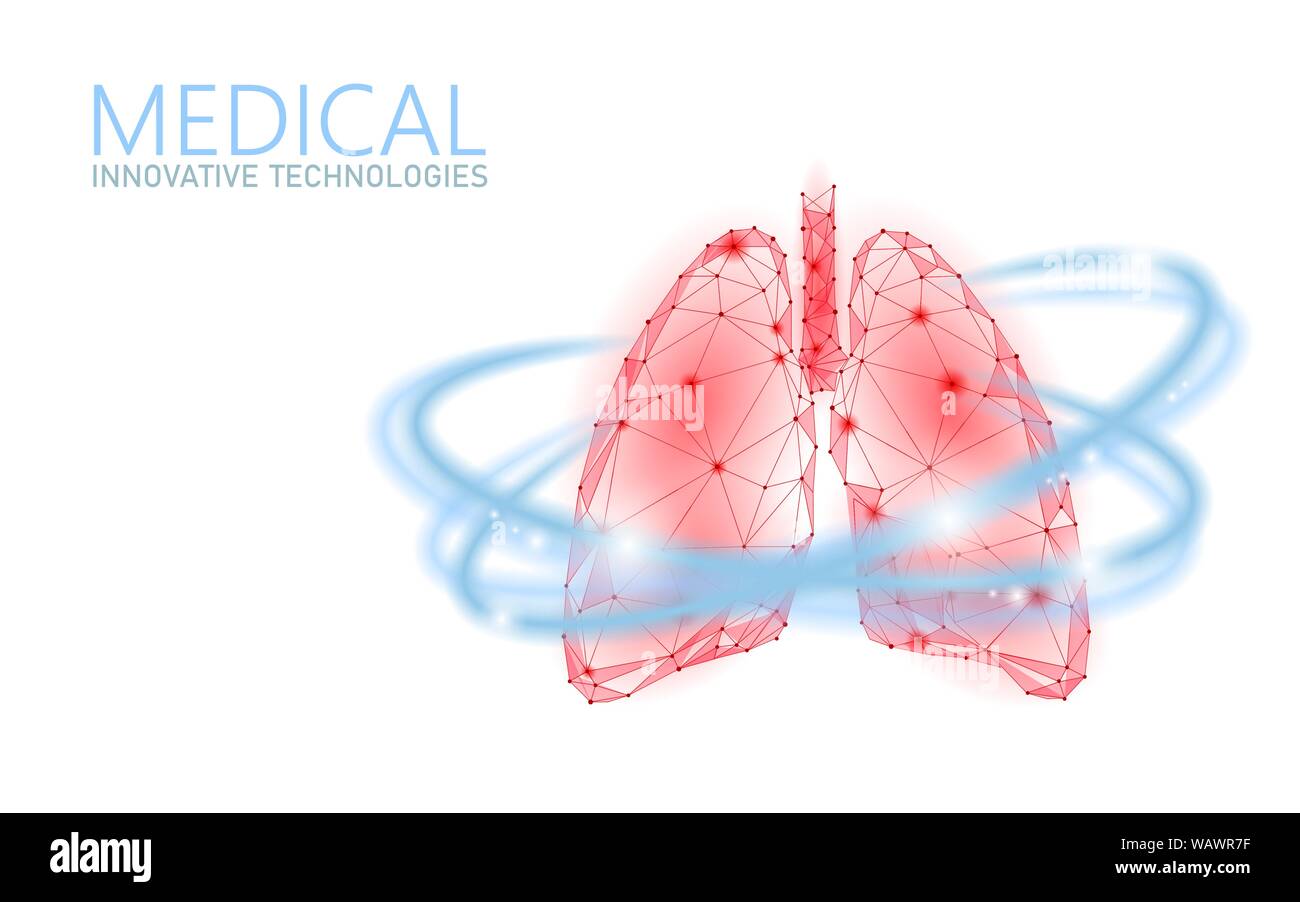 Les poumons des soins de santé 3D concept médical de récupération. Poly faible organe interne pour éviter des maladies. Médecine soigner la tuberculose rougeoyant polygonale vector Illustration de Vecteur