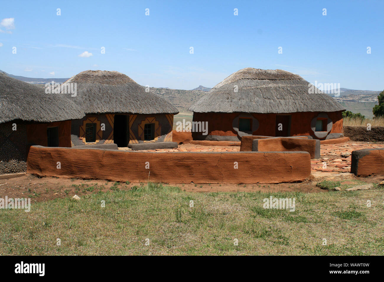 Cabane traditionnelle, Village Culturel Basotho, Free State, Afrique du Sud Banque D'Images
