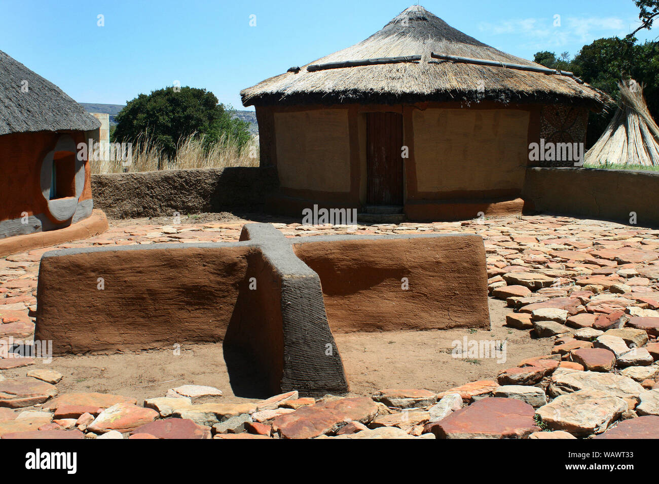 Cabane traditionnelle, Village Culturel Basotho, Free State, Afrique du Sud Banque D'Images
