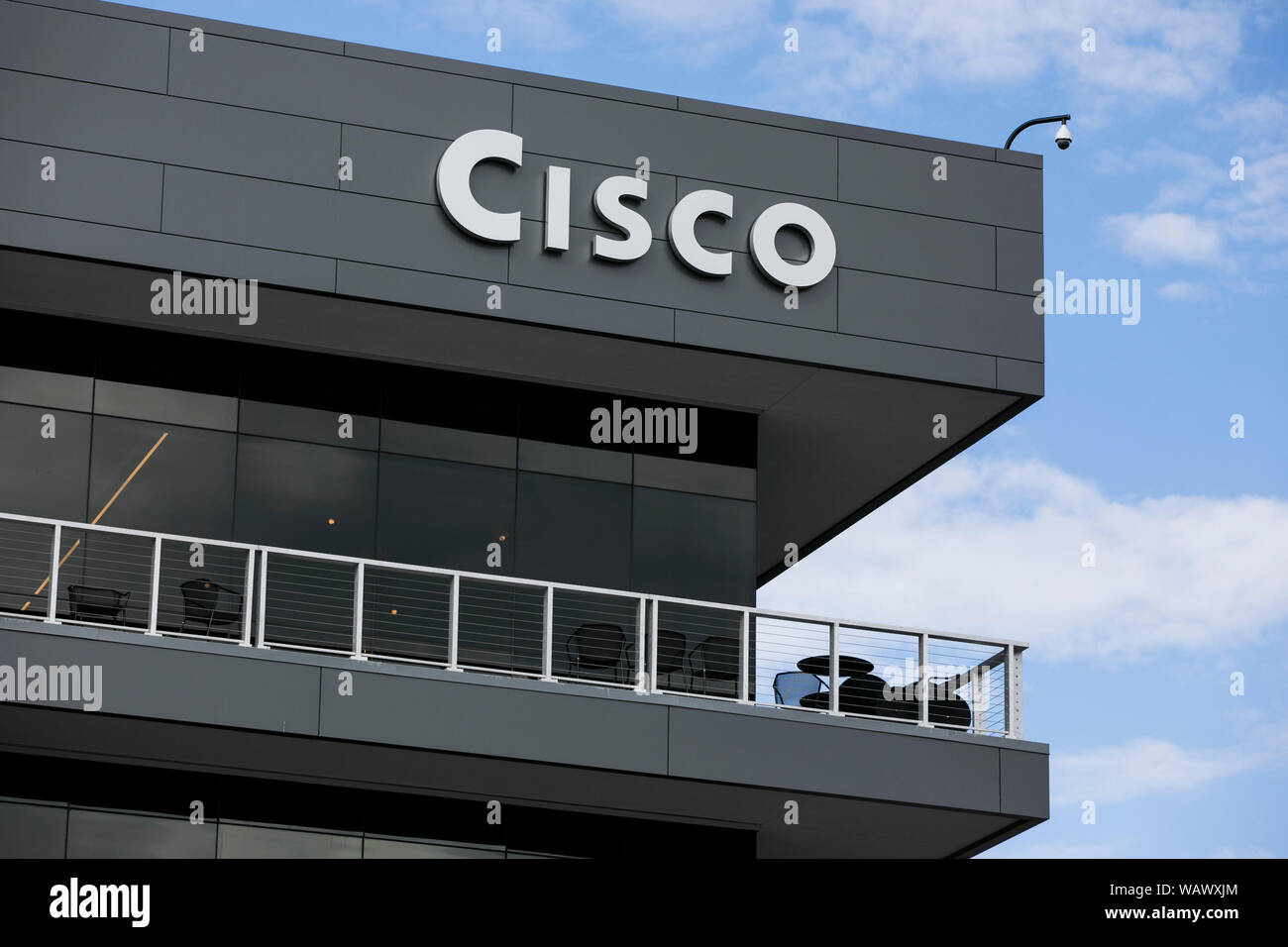 Un logo affiche à l'extérieur d'un établissement occupé par Cisco Systems, Inc., dans la région de Lehi, Utah le 27 juillet 2019. Banque D'Images