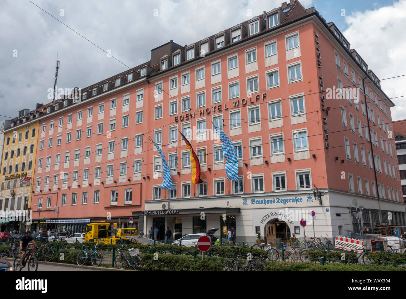 Façade principale de l'Eden Hotel Wolff à Munich, Bavière, Allemagne. Banque D'Images