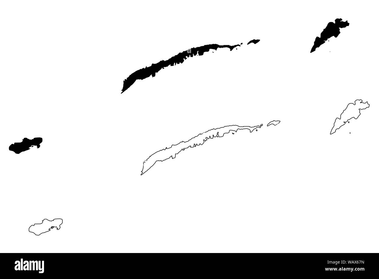 Bay Islands Department (République du Honduras, départements du Honduras) map vector illustration gribouillage, croquis Roatan, Utila et Guanaja (Islas de la Illustration de Vecteur